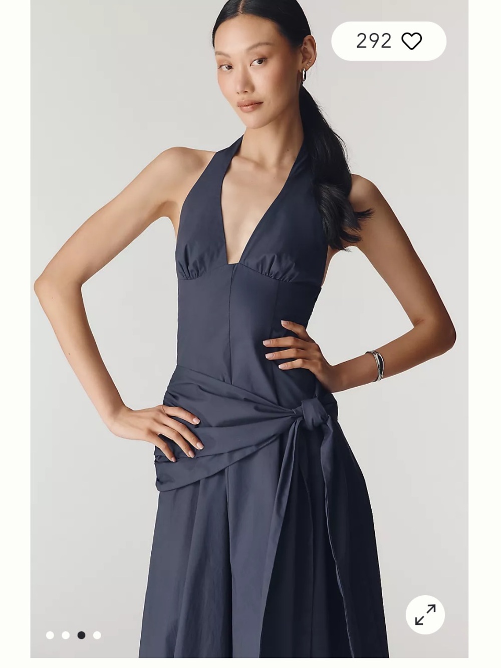 Anthro NIA Cadiz Cotton Halter Tie Midi Dress - Picture 3 of 11